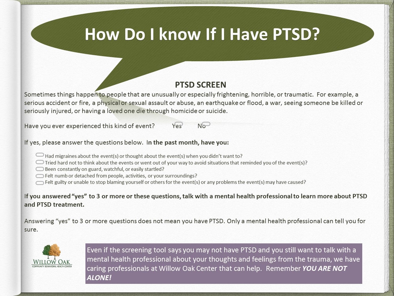 A poster with the question how do i know if i have ptsd ?