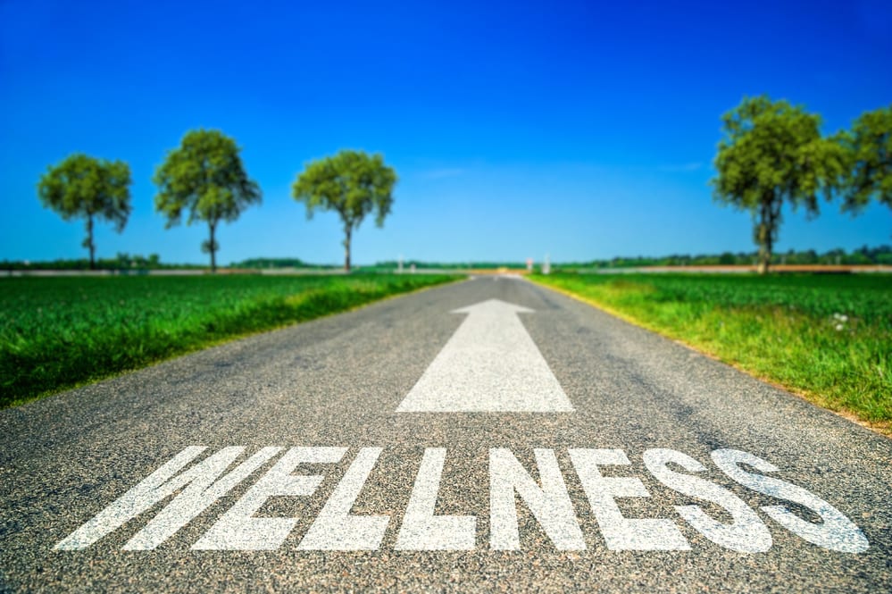 A road that has the word wellness written on it.