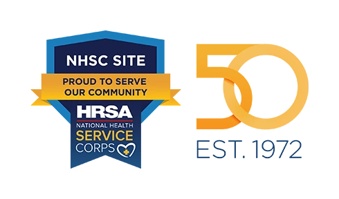 NHSC Site, HRSA National Health Service Corps; 50 years, established 1972